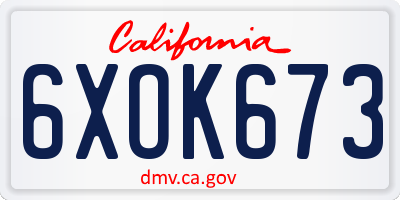 CA license plate 6XOK673