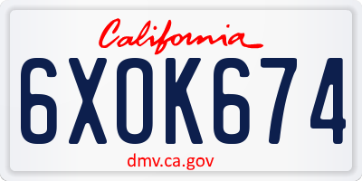 CA license plate 6XOK674