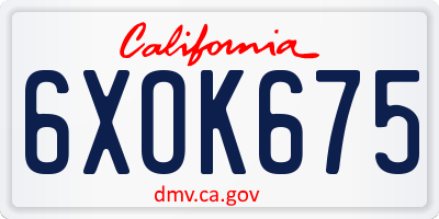 CA license plate 6XOK675