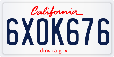 CA license plate 6XOK676