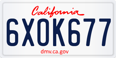CA license plate 6XOK677