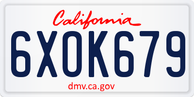 CA license plate 6XOK679