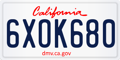 CA license plate 6XOK680