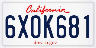 CA license plate 6XOK681