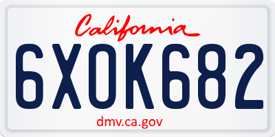 CA license plate 6XOK682