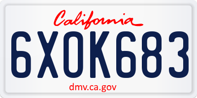 CA license plate 6XOK683
