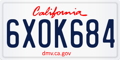 CA license plate 6XOK684