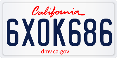 CA license plate 6XOK686