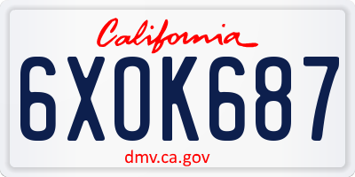 CA license plate 6XOK687