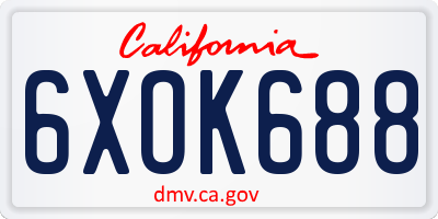 CA license plate 6XOK688