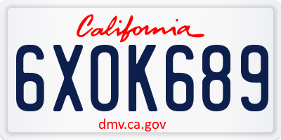 CA license plate 6XOK689