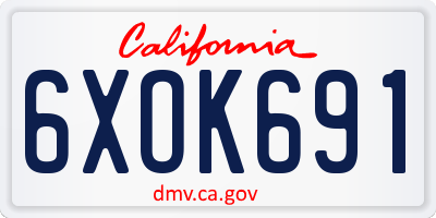 CA license plate 6XOK691