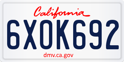 CA license plate 6XOK692