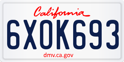 CA license plate 6XOK693