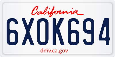 CA license plate 6XOK694