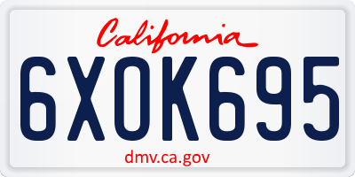 CA license plate 6XOK695