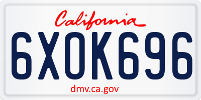 CA license plate 6XOK696