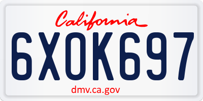 CA license plate 6XOK697