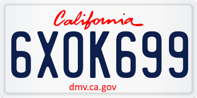 CA license plate 6XOK699