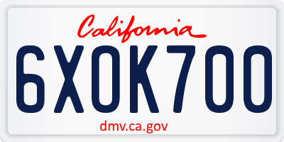 CA license plate 6XOK700