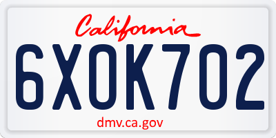 CA license plate 6XOK702