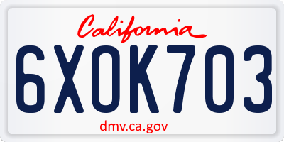 CA license plate 6XOK703