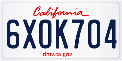 CA license plate 6XOK704