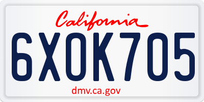 CA license plate 6XOK705