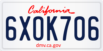 CA license plate 6XOK706