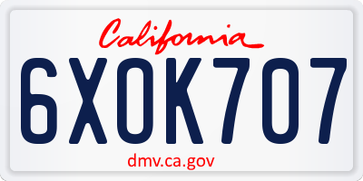 CA license plate 6XOK707