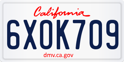 CA license plate 6XOK709