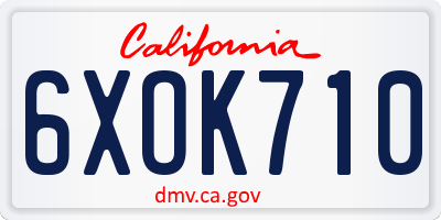 CA license plate 6XOK710