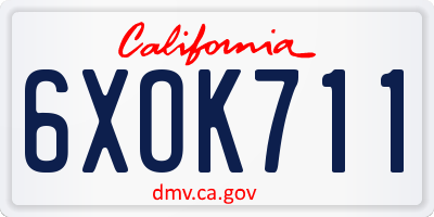 CA license plate 6XOK711