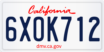 CA license plate 6XOK712