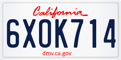 CA license plate 6XOK714