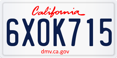 CA license plate 6XOK715