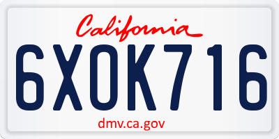 CA license plate 6XOK716