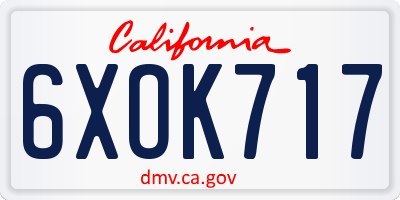 CA license plate 6XOK717