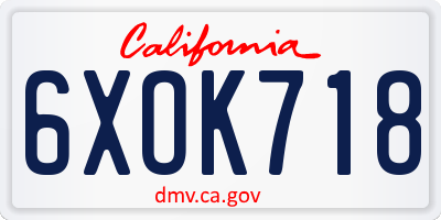 CA license plate 6XOK718