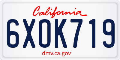CA license plate 6XOK719