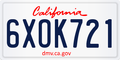 CA license plate 6XOK721