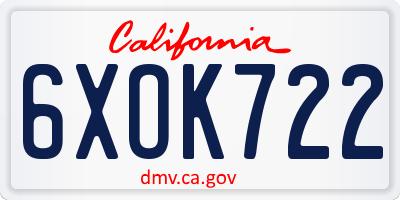CA license plate 6XOK722