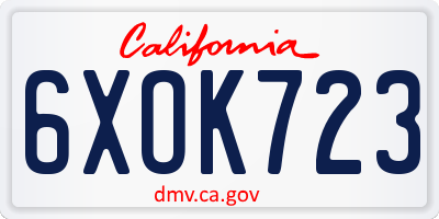 CA license plate 6XOK723