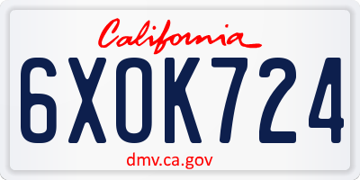 CA license plate 6XOK724