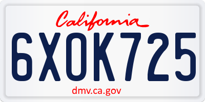 CA license plate 6XOK725