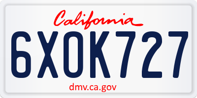 CA license plate 6XOK727