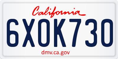 CA license plate 6XOK730