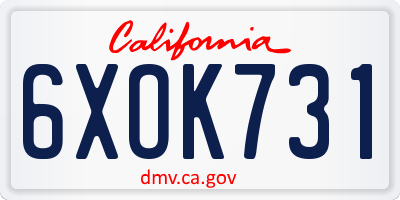 CA license plate 6XOK731