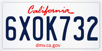 CA license plate 6XOK732