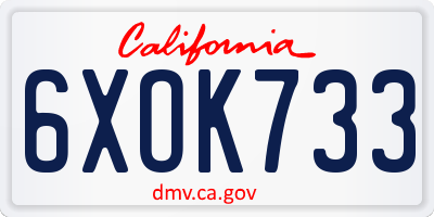 CA license plate 6XOK733